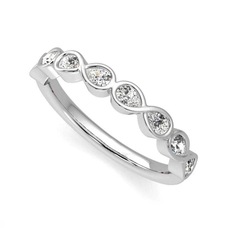 14K Natural Diamond Pear Cut Twisted Half Eternity Band