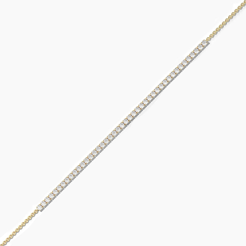 14K Solid Gold 2.00mm Natural Diamond Tennis Bracelet | Stackable Bracelet
