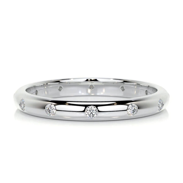 18K Solid Gold Natural Diamond Round Cut Flush Set Full Eternity Band