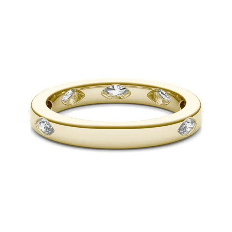 18K Solid Gold Natural Diamond Marquise Cut Flush Set Eternity Band - View 6 | Riyanika Jewels