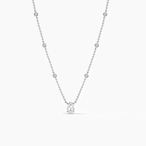 14K Natural Diamond Oval Cut Necklace