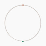 14K Solid Gold Flexible Emerald Natural Diamond Tennis Choker Necklace