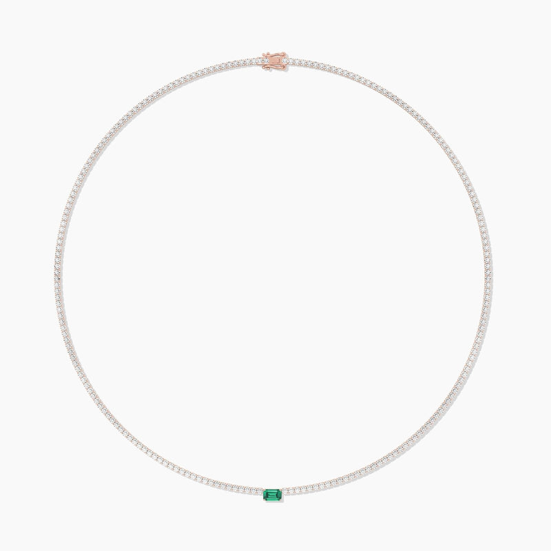14K Solid Gold Flexible Emerald Natural Diamond Tennis Choker Necklace