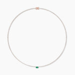 18k Solid Gold Flexible Emerald Lab Grown Diamond Tennis Choker Necklace - Side View