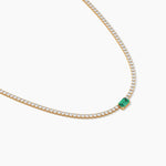 14K Solid Gold Flexible Emerald Natural Diamond Tennis Choker Necklace