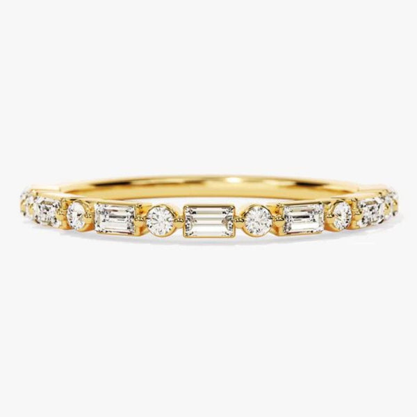 14K Lab Grown Diamond Round Cut Half Eternity Ring