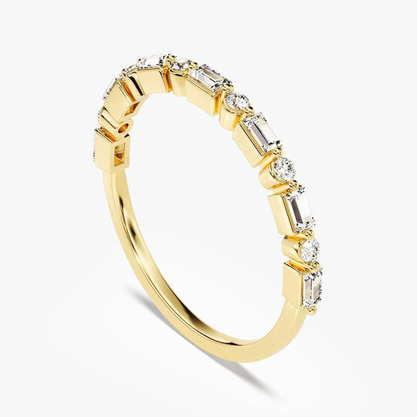 14K Natural Diamond Round Cut Half Eternity Ring
