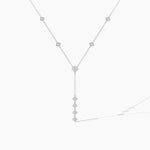 14K Natural Diamond Princess Cut Statement Necklace