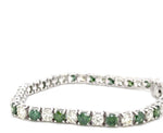 18K Solid Gold 12.00 CTW Natural & Green Diamond Tennis Bracelet - Detail | Riyanika Jewels
