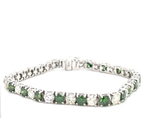 14K 12ct Green Diamond Tennis Bracelet