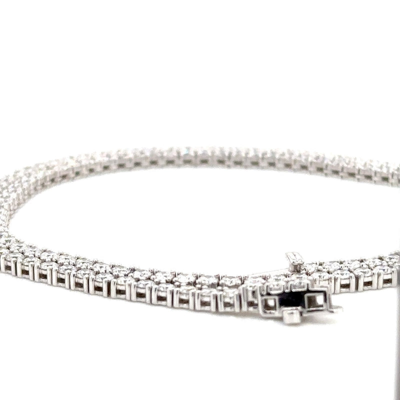 18K Solid Gold Lab Grown Diamond Tennis Necklace - Alternate Angle | Riyanika Jewels