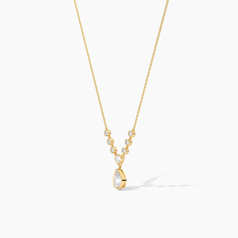 18k Solid Gold Lab Grown Diamond Drop Necklaces | Minimalist Gift For Christmas - Close Up