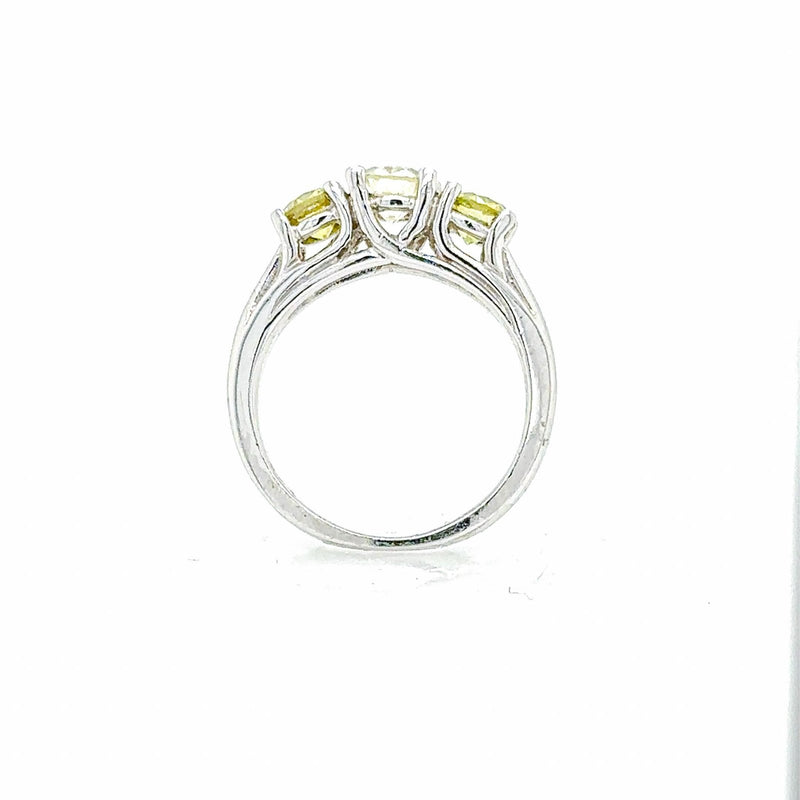 18K White Gold 1.50 CTW Three-Stone Lab Grown Diamond Ring - Alternate Angle | Riyanika Jewels