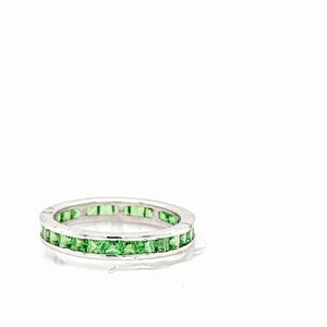 18K Solid Gold 3.00 CTW Natural Diamond Tsavorite Square-Cut Eternity Band