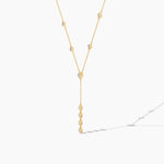 18k Solid Gold Natural Diamond Princess Cut Lariat Station Necklace | Statement Necklace