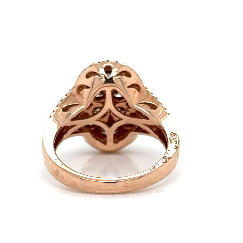 18K Solid Gold 2.25 CT Lab Grown Diamond Halo Cluster Ring - Close Up | Riyanika Jewels