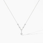 18k Solid Gold Princess & Round Natural Diamond Necklace | Statement Necklace - Detail