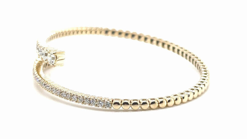 18K Solid Gold 3.00 CT Lab Grown Diamond Flexible Bracelet with Prong Setting - Close Up