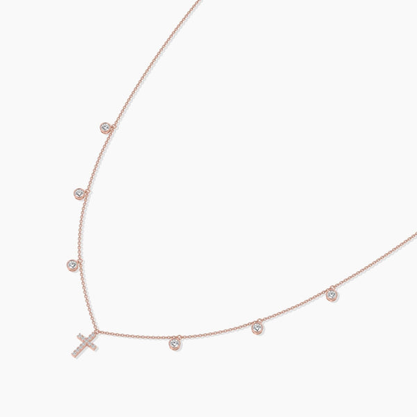 18k Solid Gold Lab Grown Diamond Yard Necklaces For Women | Religious Jewelry - Side View