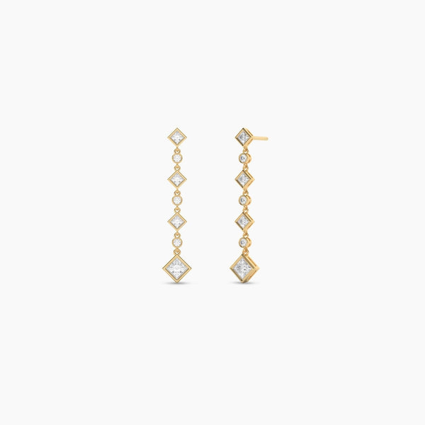 14K Solid Gold Natural Diamond Drop Earring