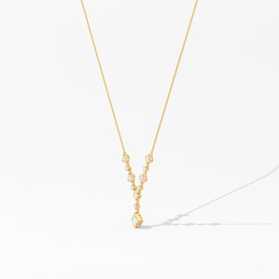 14K Natural Diamond Round Cut Statement Necklace
