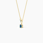 18k Solid Gold 1.00ct Round Blue-green Sapphire & Natural Diamond Necklaces For Women - View 7