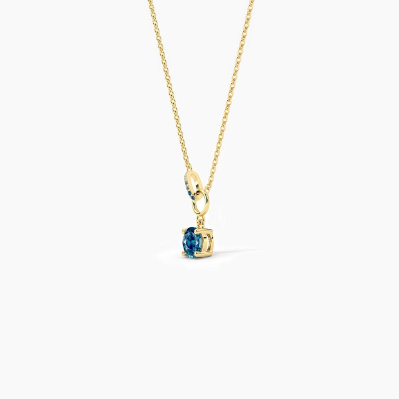 14K 1ct Sapphire Round Cut Necklace