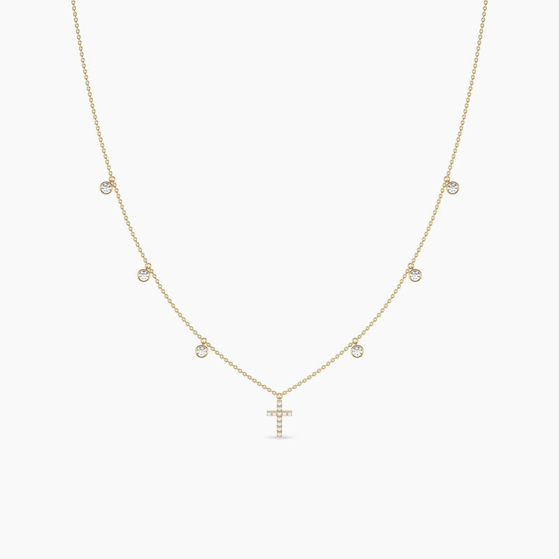 14K Solid Gold Natural Diamond Yard Necklaces For Women | Religious Jewelry