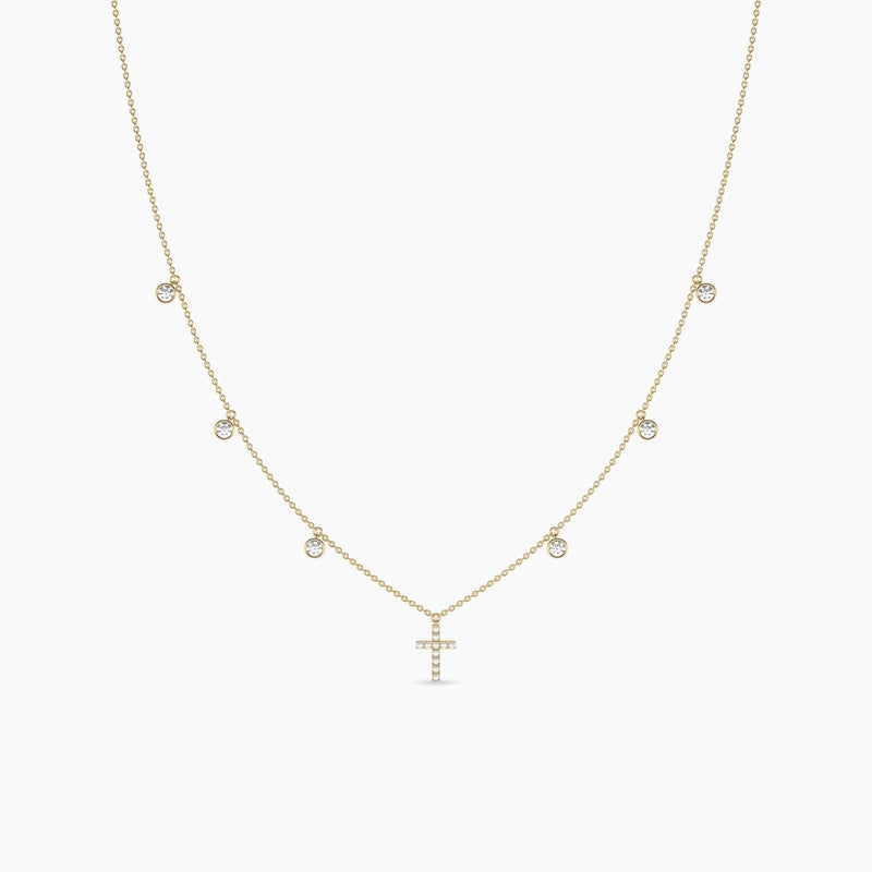 18k Solid Gold Natural Diamond Yard Necklaces For Women | Religious Jewelry | Riyanika Jewels
