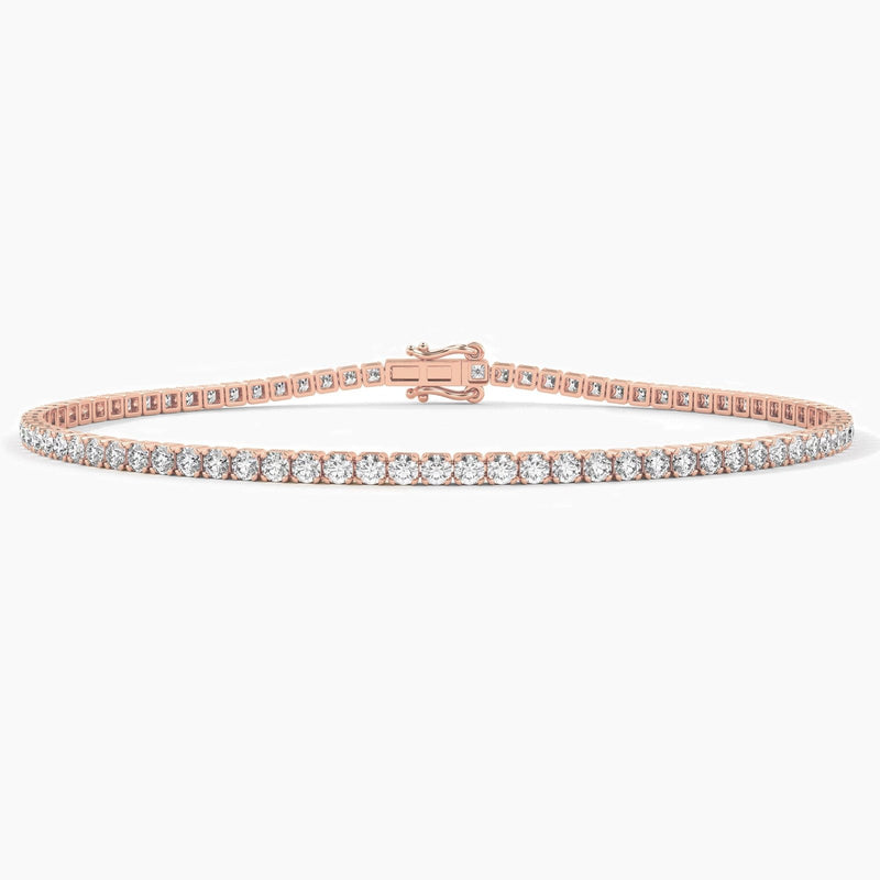 14K Solid Gold Natural Diamond Tennis Bracelet – 2.00mm Dainty & Stackable for Women