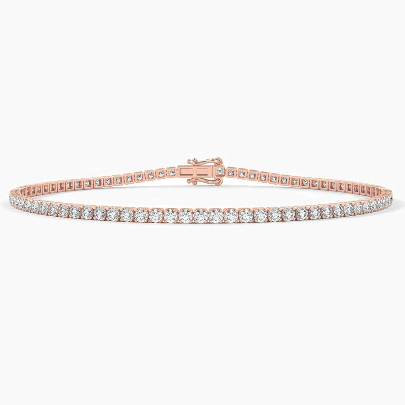 18K Solid Gold Natural Diamond 2.00mm Tennis Bracelet | 4 Prong Wedding Gift for Women - View 6