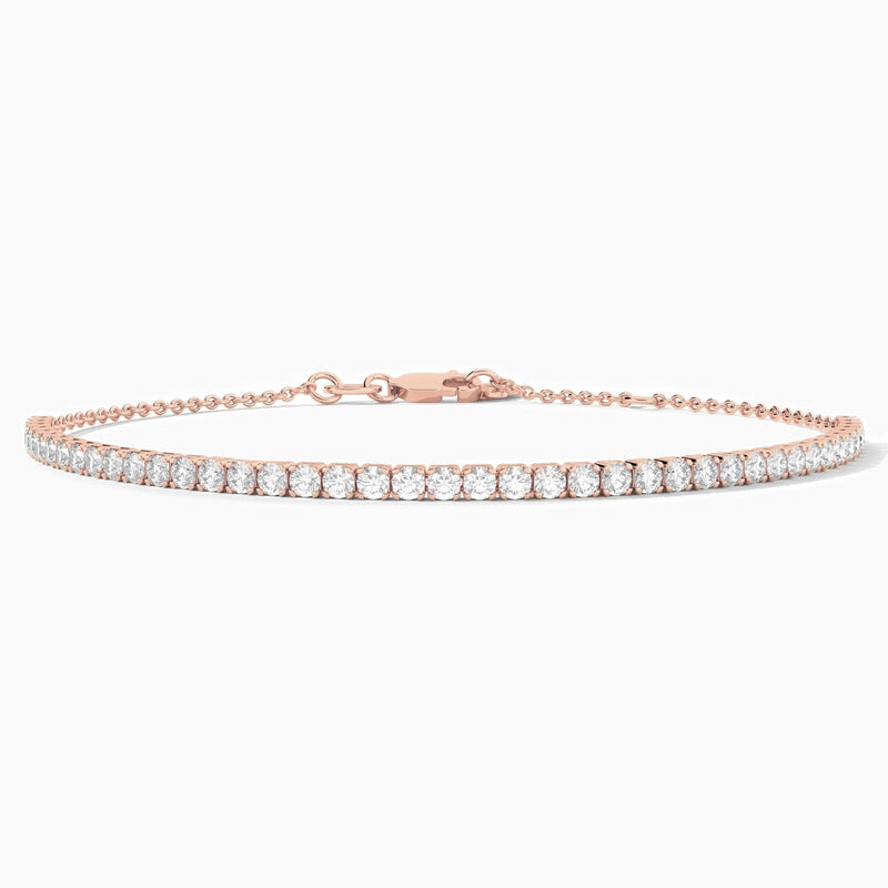 14K Solid Gold Lab Grown Diamond Tennis Bracelet – Dainty & Stackable
