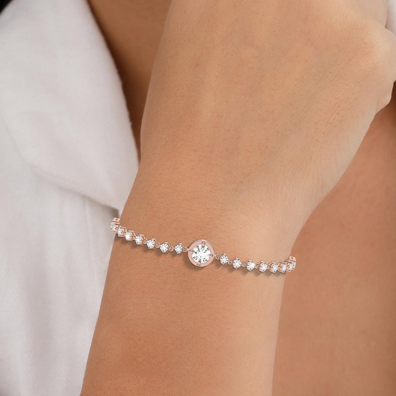 18k Solid Gold Natural Diamond Tennis Bracelet | Stackable Bracelet - Detail | Riyanika Jewels