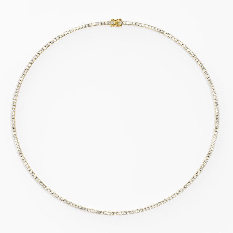 14K Solid Gold Flexible Lab Grown Diamond Tennis Choker Necklace For Women
