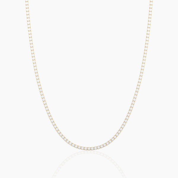 18k Solid Gold Flexible Natural Diamond Tennis Choker Necklace For Women