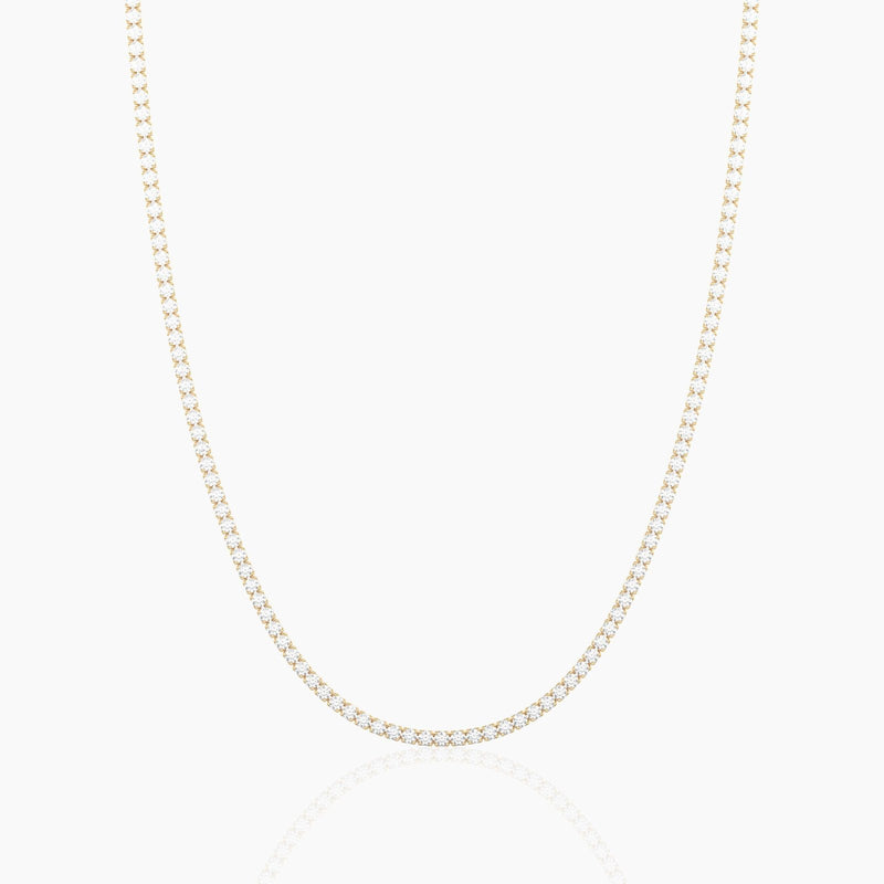 14K Solid Gold Flexible Lab Grown Diamond Tennis Choker Necklace For Women