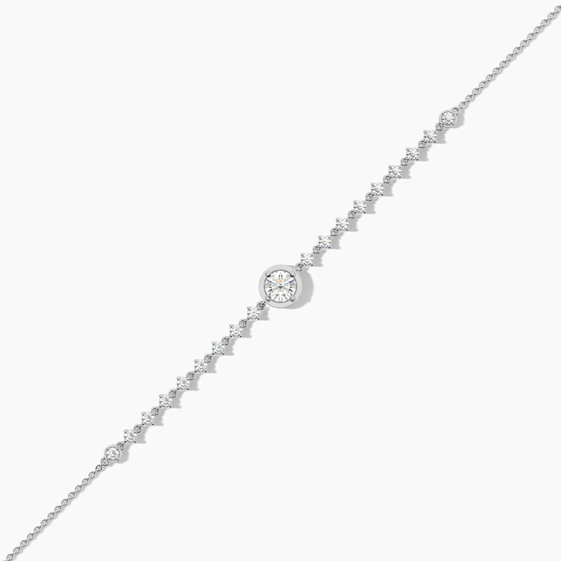 14K Solid Gold Natural Diamond Tennis Bracelet | Stackable Bracelet