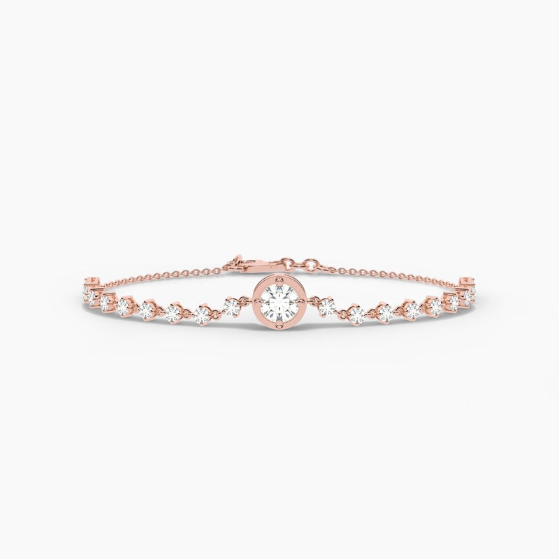 18k Solid Gold Natural Diamond Tennis Bracelet | Stackable Bracelet - View 7 | Riyanika Jewels