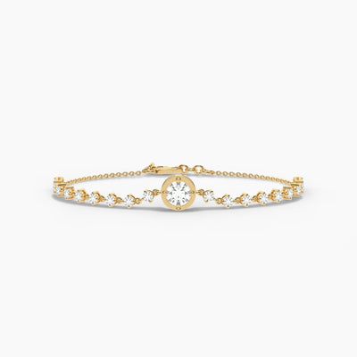 18k Solid Gold Natural Diamond Tennis Bracelet | Stackable Bracelet