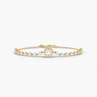 14K Solid Gold Lab Grown Diamond Tennis Bracelet | Stackable Bracelet