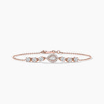 18k Solid Gold Pear Shaped Natural Diamond Chain Bracelet - Close Up | Riyanika Jewels