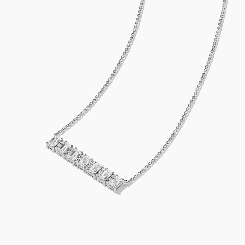 18k Solid Gold Emerald & Round Cut Natural Diamond Bar Necklace - View 6 | Riyanika Jewels