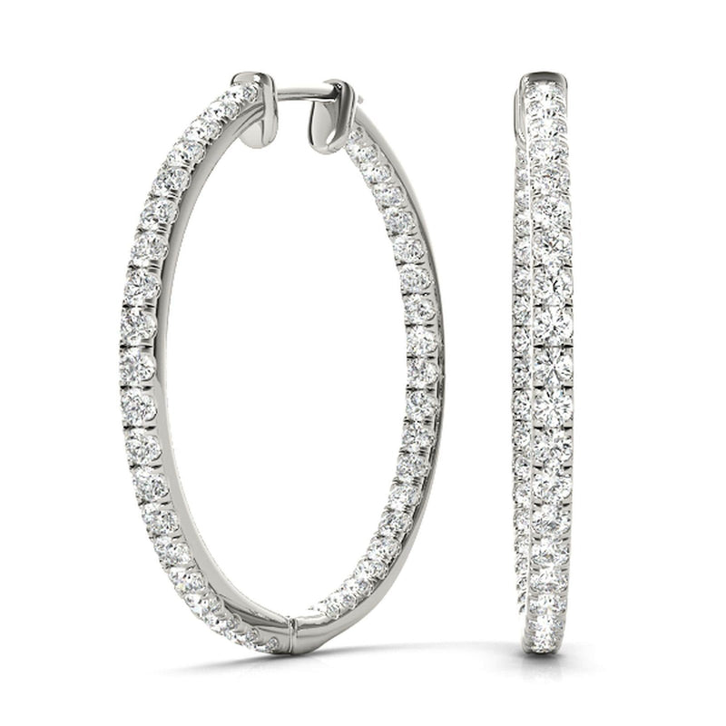 8K Solid Gold 0.60 CTW Natural Diamond Inside-Out Hoop Earrings |  Pavé Set - View 7