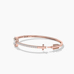 18k Solid Gold Halo Lab Grown Diamond Bangle Bracelet - Alternate Angle | Riyanika Jewels