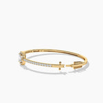 18k Solid Gold Halo Lab Grown Diamond Bangle Bracelet - View 6 | Riyanika Jewels