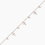 14K Solid Gold Lab Grown  Diamond Cross Station Bracelet