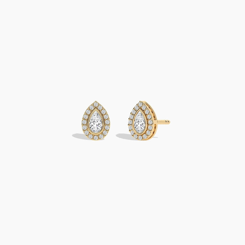 14K Natural Diamond Bezel Stud Earrings