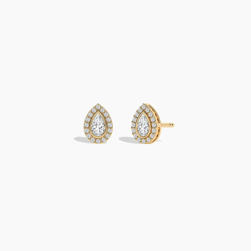 18k Solid Gold Bezel Set Natural Diamond Stud Earrings For Women - View 6 | Riyanika Jewels
