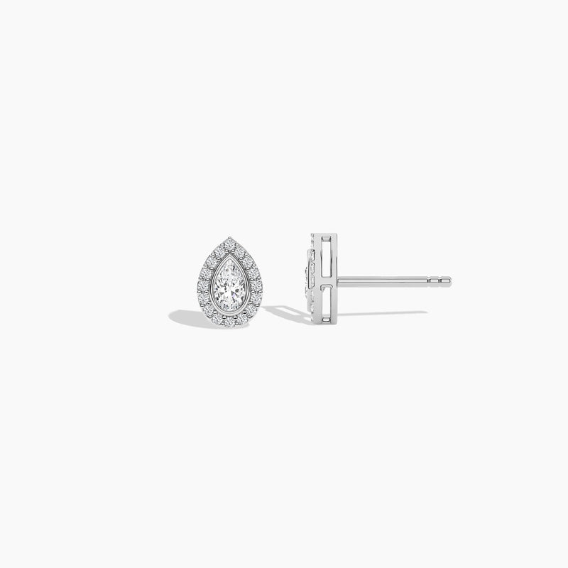 18k Solid Gold Bezel Set Natural Diamond Stud Earrings For Women - Alternate Angle | Riyanika Jewels