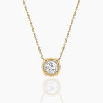 18k Solid Gold Halo Natural Diamond Necklace For Women